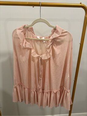 See By Chloe ruffled tie-front blouse in blush pink
